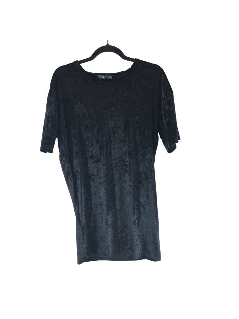 Missguided Black Crushed Velvet T-Shirt Dress Short Sleeve Size M Casual UK-Made